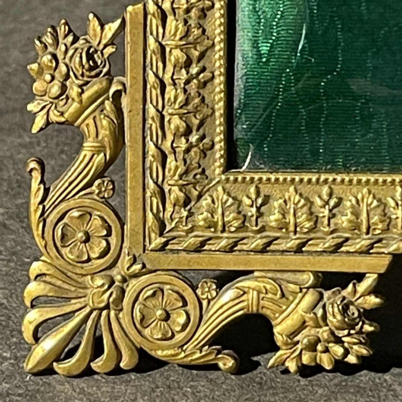 Empire guilloche enamel photo frame, imperial eagle, House of Carl Fabergé Style