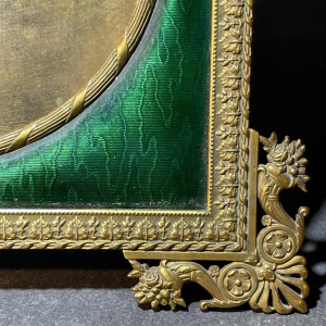 Empire guilloche enamel photo frame, imperial eagle, House of Carl Fabergé Style
