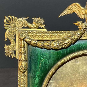 Empire guilloche enamel photo frame, imperial eagle, House of Carl Fabergé Style