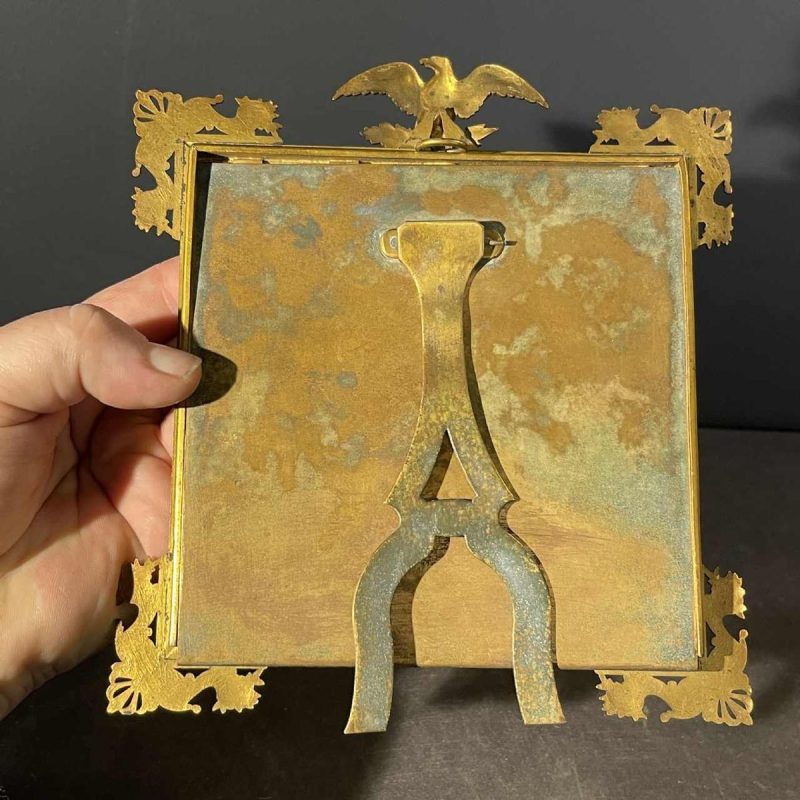 Empire guilloche enamel photo frame, imperial eagle, House of Carl Fabergé Style