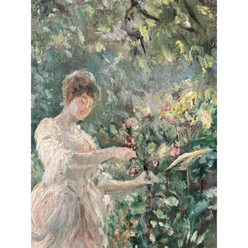 Louis FAILLE (1878-1964) attribué à «Élégante au jardin » peinture huile panneau