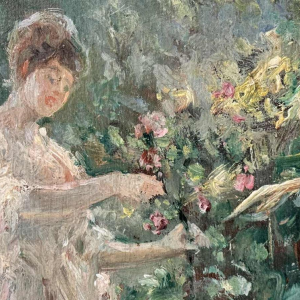 Louis FAILLE (1878-1964) attribué à «Élégante au jardin » peinture huile panneau