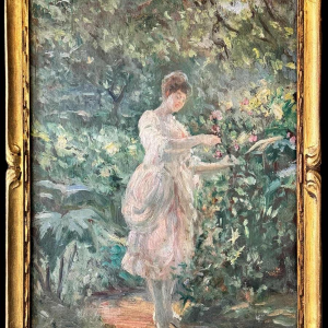 Louis FAILLE (1878-1964) attribué à «Élégante au jardin » peinture huile panneau
