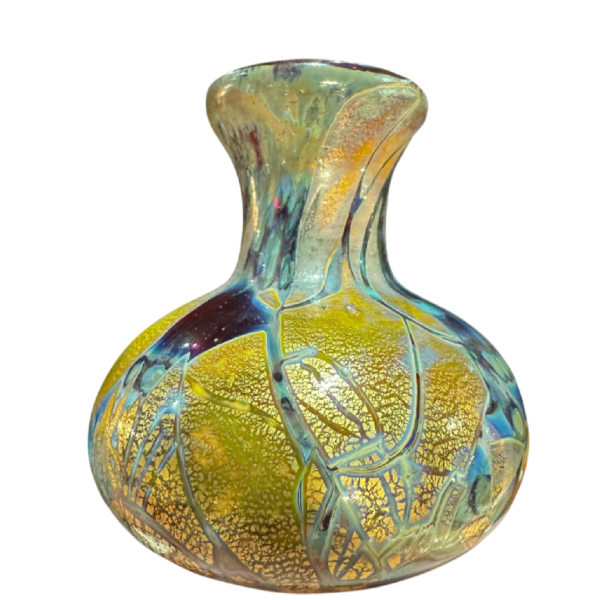 Louis LELOUP, Crystal vase with gold leaf inclusion, late 20th century