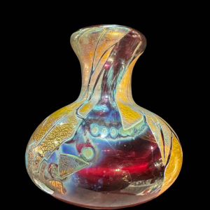 Louis LELOUP, Crystal vase with gold leaf inclusion, late 20th century