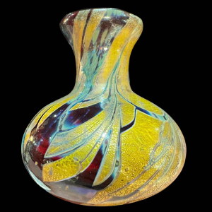 Louis LELOUP, Crystal vase with gold leaf inclusion, late 20th century