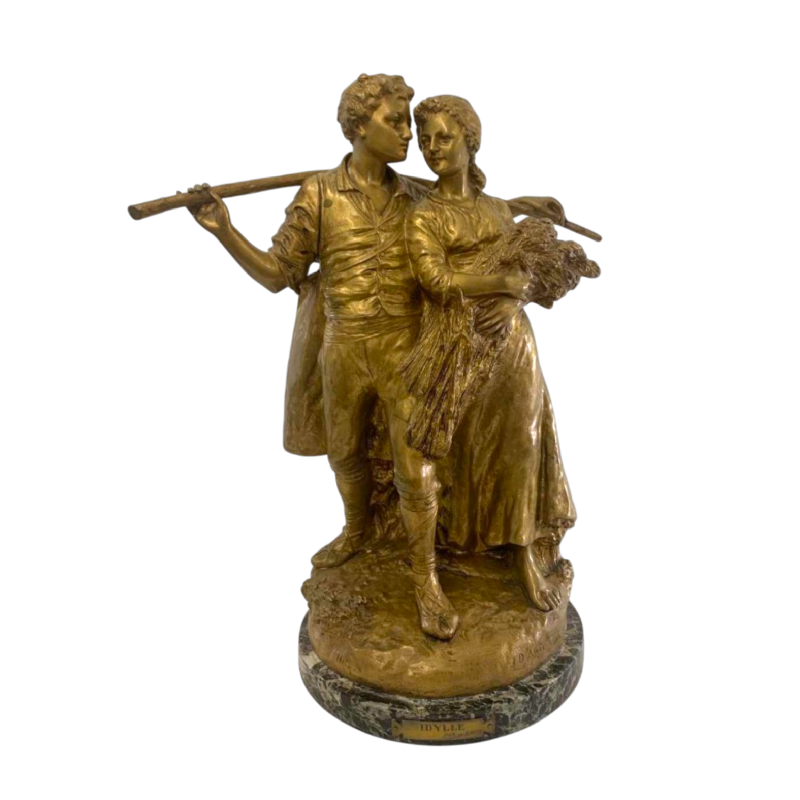 Joseph (Giuseppe) d'Aste, bronzen beeldengroep/koppel, begin 20e eeuw