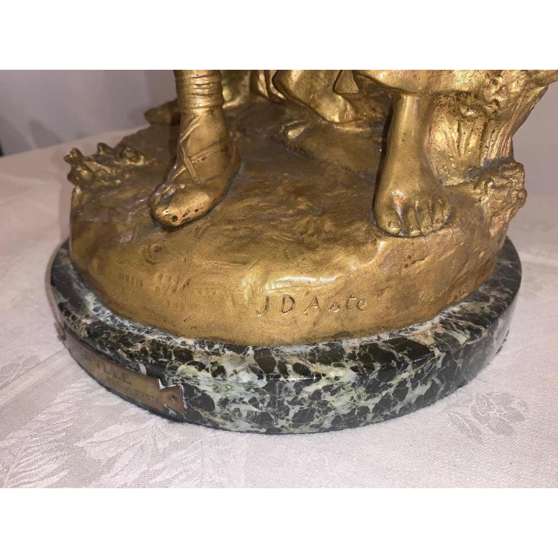 Joseph (Giuseppe) d'Aste, bronze sculpture group/couple, early 20th century