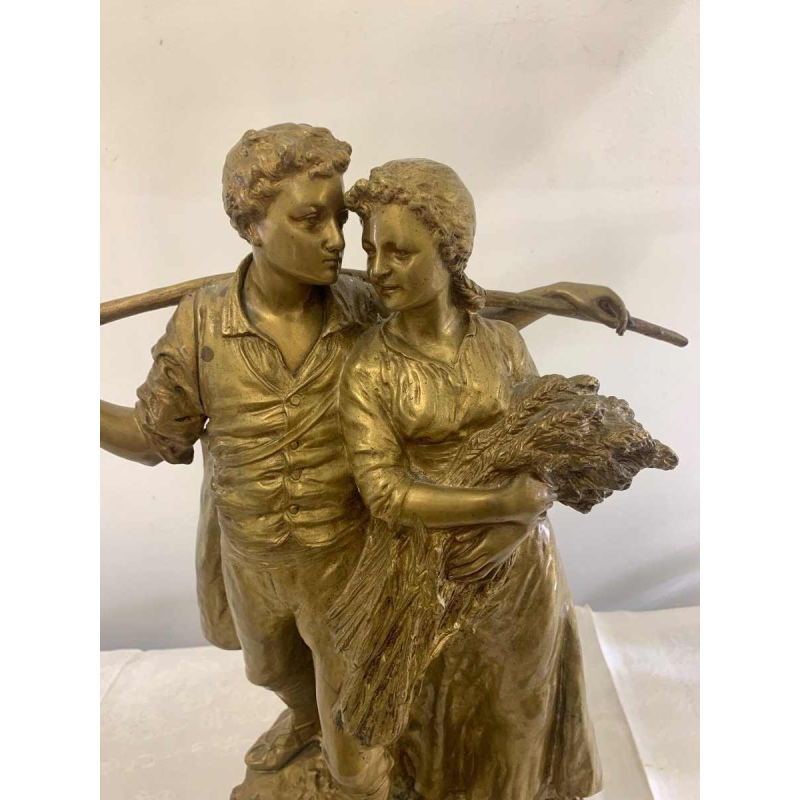 Joseph (Giuseppe) d'Aste, bronze sculpture group/couple, early 20th century