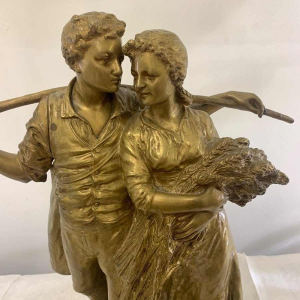 Joseph (Giuseppe) d'Aste, bronze sculpture group/couple, early 20th century