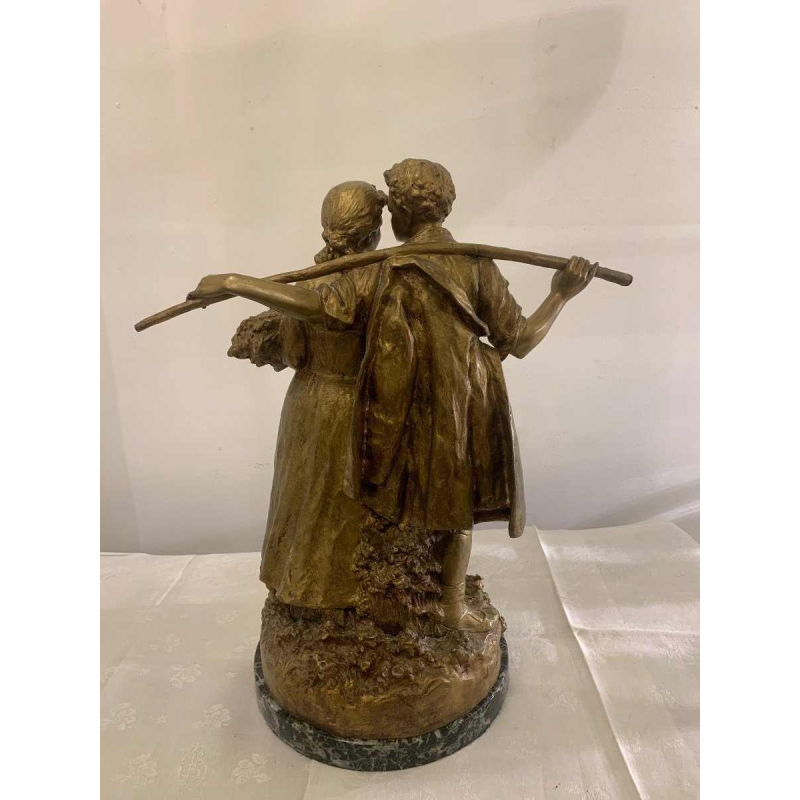 Joseph (Giuseppe) d'Aste, bronze sculpture group/couple, early 20th century