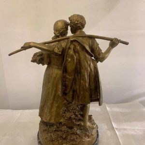Joseph (Giuseppe) d'Aste, bronze sculpture group/couple, early 20th century