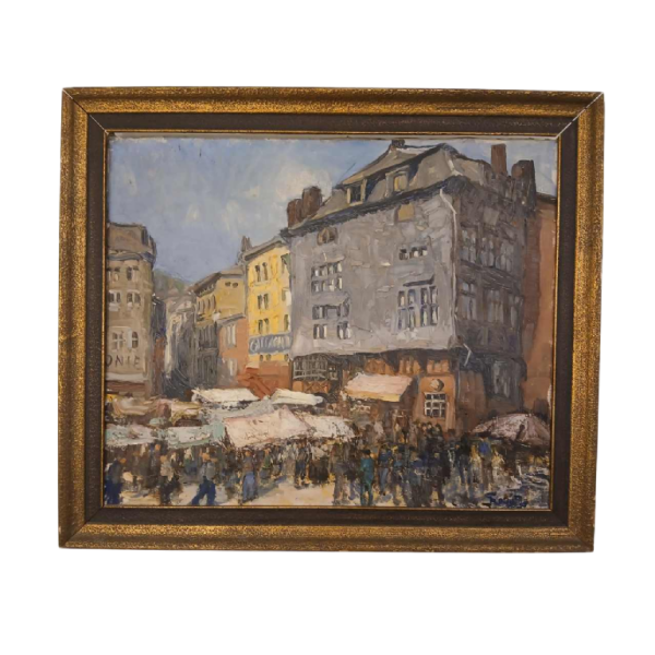 Georges Bouillon “Maison Havart Liège“ tableau huile sur toile, ca 1940