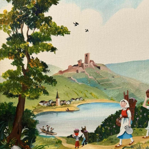 Marie-Louise BATARDY « De oogst » schilderij acryl op doek, ca 1980