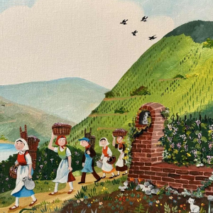 Marie-Louise BATARDY « De oogst » schilderij acryl op doek, ca 1980