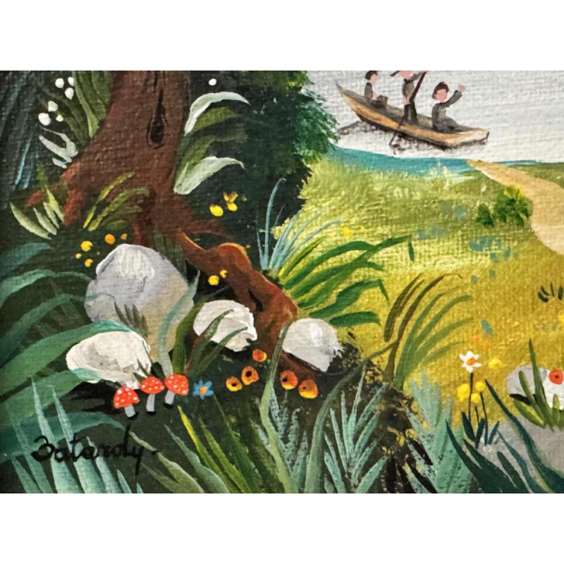 Marie-Louise BATARDY «The harvest» painting acrylic on canvas, ca 1980