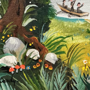 Marie-Louise BATARDY «The harvest» painting acrylic on canvas, ca 1980