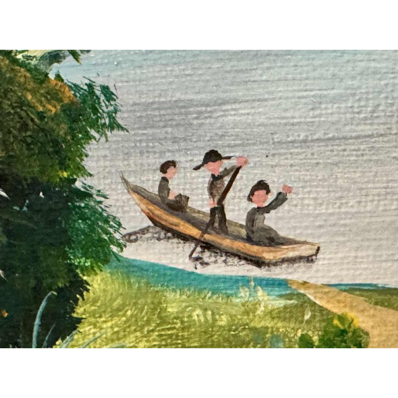 Marie-Louise BATARDY « De oogst » schilderij acryl op doek, ca 1980