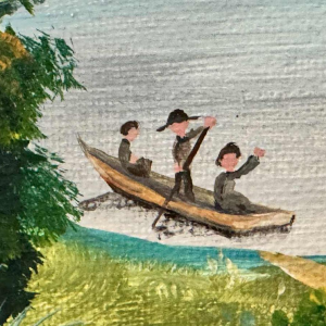 Marie-Louise BATARDY «The harvest» painting acrylic on canvas, ca 1980