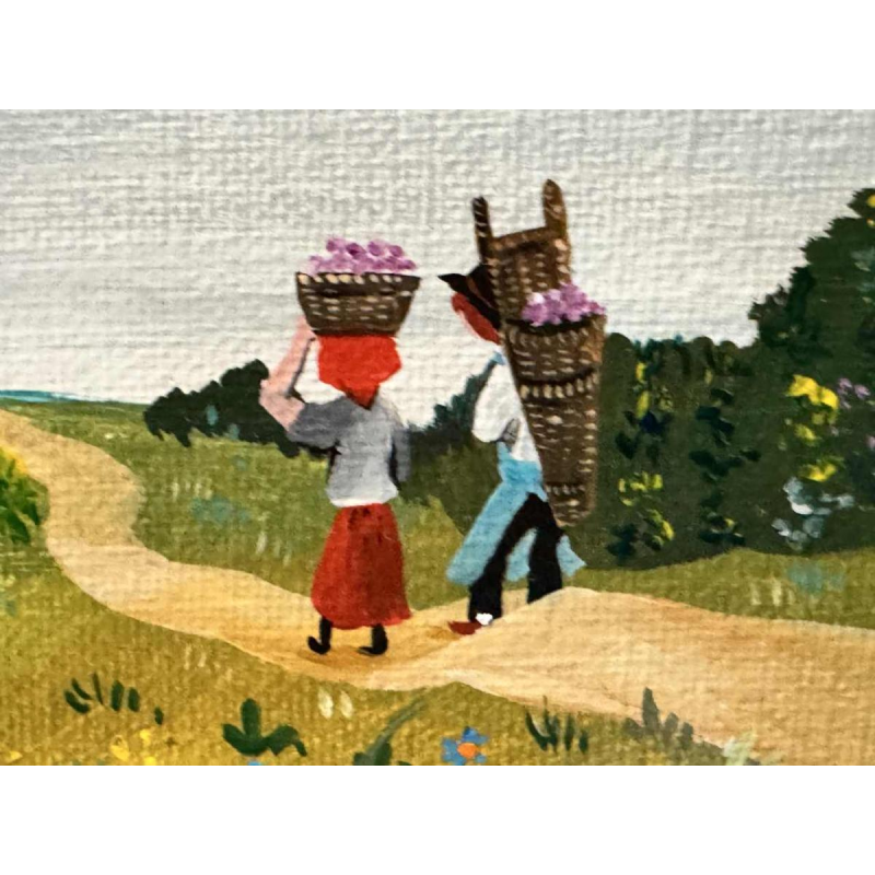 Marie-Louise BATARDY «The harvest» painting acrylic on canvas, ca 1980