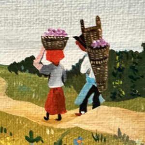 Marie-Louise BATARDY « De oogst » schilderij acryl op doek, ca 1980