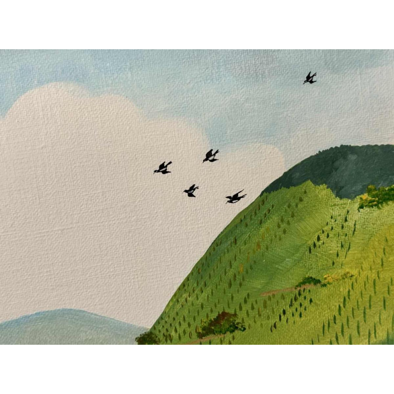 Marie-Louise BATARDY «The harvest» painting acrylic on canvas, ca 1980