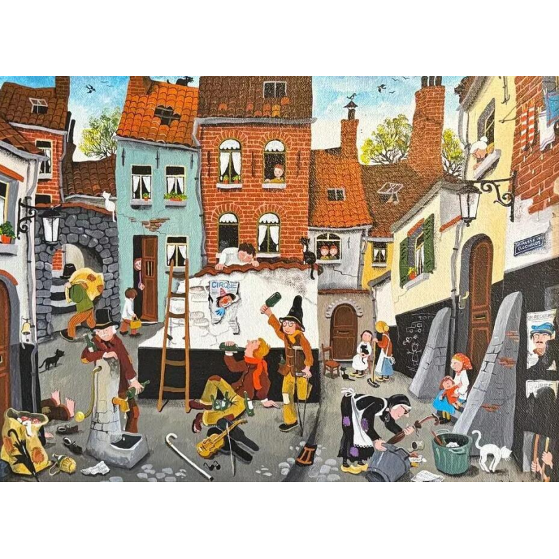 Marie-Louise BATARDY ' Impasse des clochards ' peinture acrylique art naïf