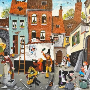 Marie-Louise BATARDY ' Impasse des clochards ' peinture acrylique art naïf
