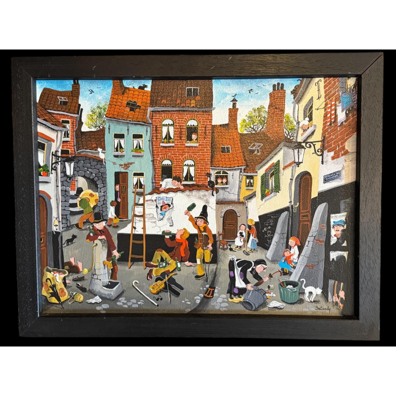 Marie-Louise BATARDY ' Impasse des clochards ' peinture acrylique art naïf