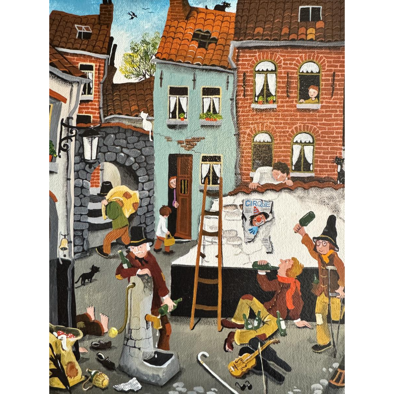 Marie-Louise BATARDY ' Impasse des clochards ' peinture acrylique art naïf