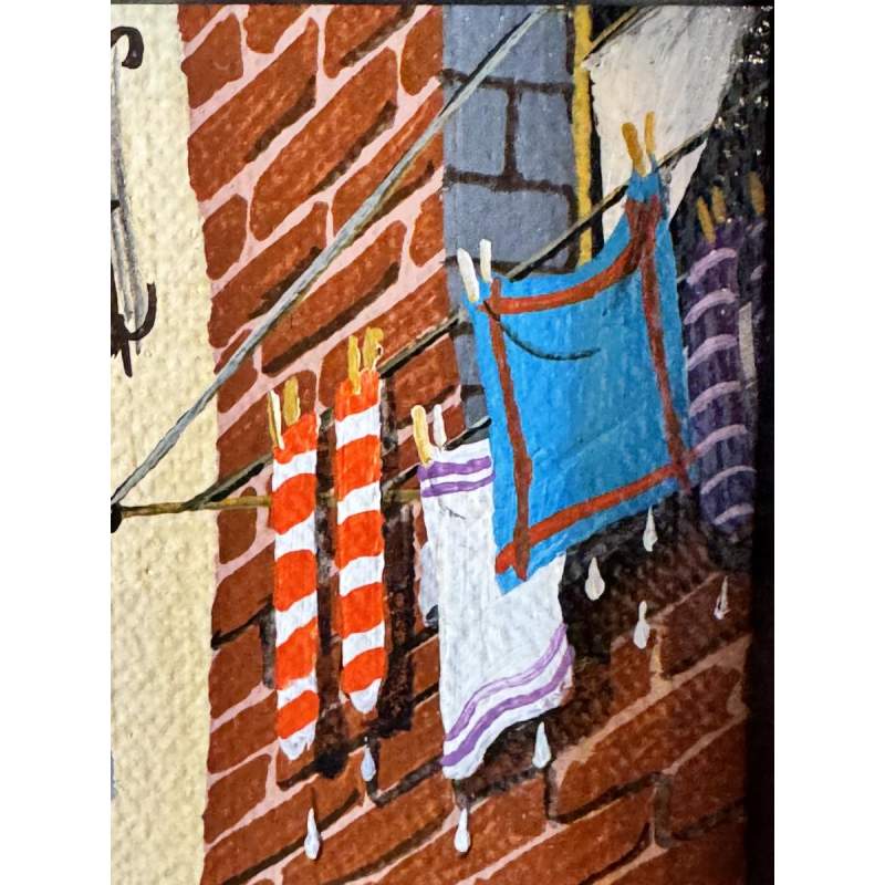 Marie-Louise BATARDY 'Impasse des clochards' acryl schilderij naïeve kunst