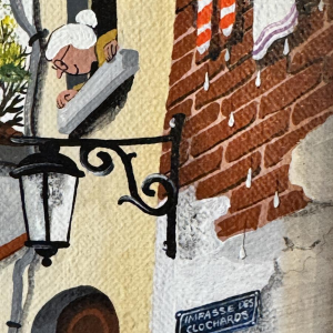 Marie-Louise BATARDY 'Impasse des clochards' acrylic painting naive art