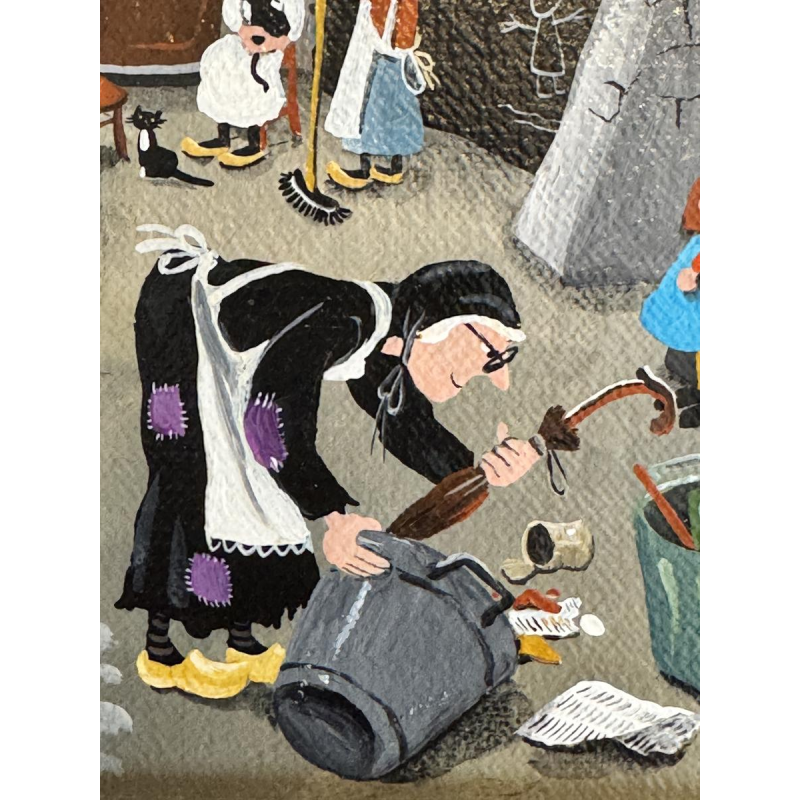 Marie-Louise BATARDY 'Impasse des clochards' acrylic painting naive art