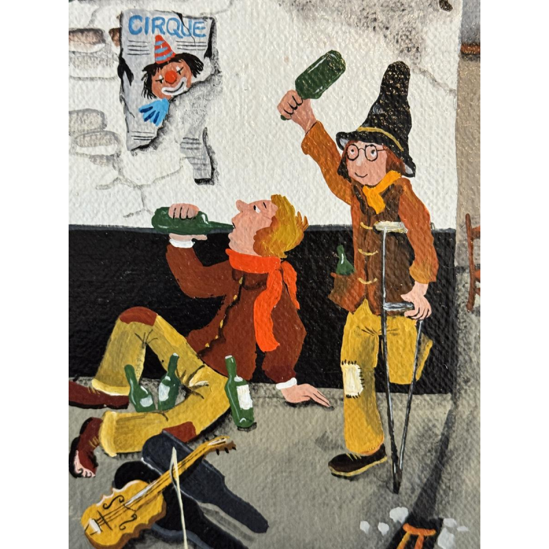 Marie-Louise BATARDY 'Impasse des clochards' acryl schilderij naïeve kunst