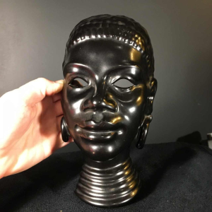 VILLEROY & BOCH LUXEMBOURG, African ceramic mask sculpture, 1940s
