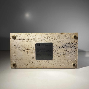 Vicente Agullo / Porta Celi, bull / black bizon sculpture, porcelain ceramic, travertine base, ca 1970