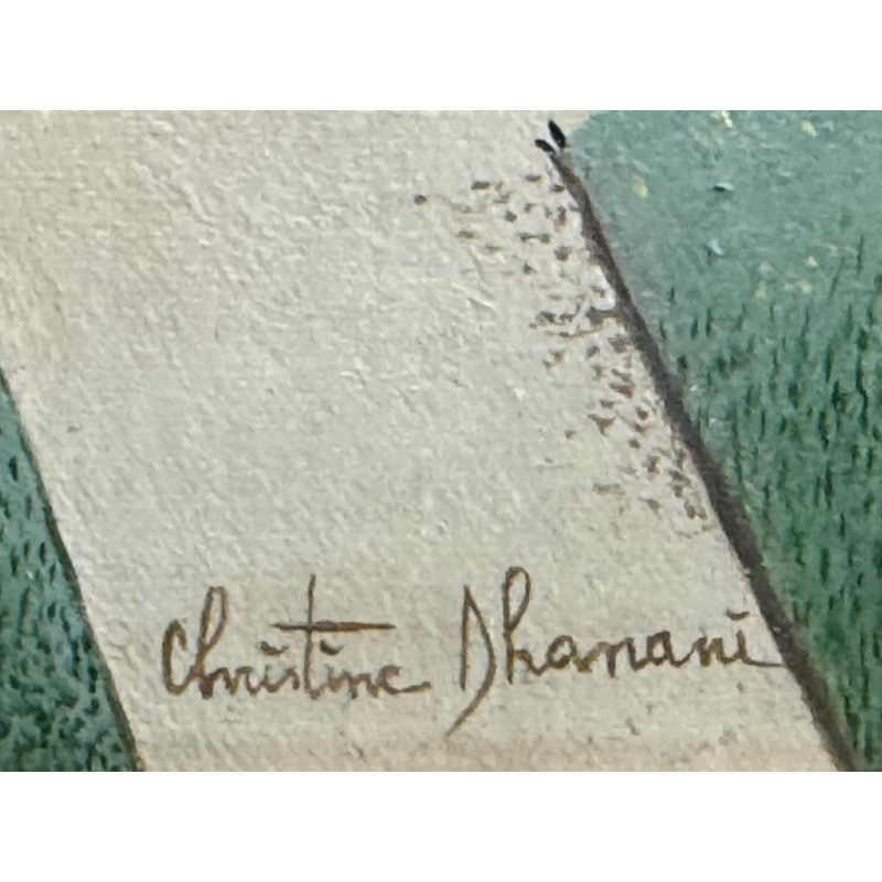 Christine DHANANI « Le Palais Royal et le parc de Bruxelles animé » peinture sur toile art naïf