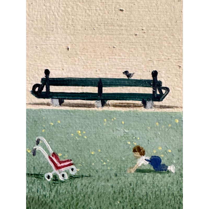 Christine DHANANI « Le Palais Royal et le parc de Bruxelles animé » peinture sur toile art naïf