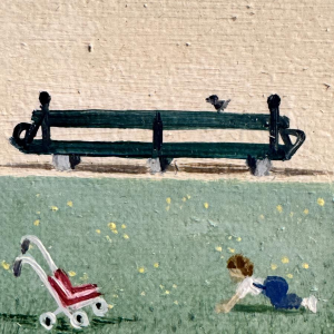 Christine DHANANI « Le Palais Royal et le parc de Bruxelles animé » peinture sur toile art naïf