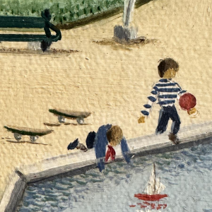 Christine DHANANI « Le Palais Royal et le parc de Bruxelles animé » peinture sur toile art naïf