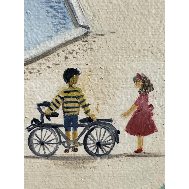 Christine DHANANI « Le Palais Royal et le parc de Bruxelles animé » peinture sur toile art naïf