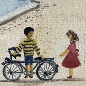 Christine DHANANI « Le Palais Royal et le parc de Bruxelles animé » peinture sur toile art naïf