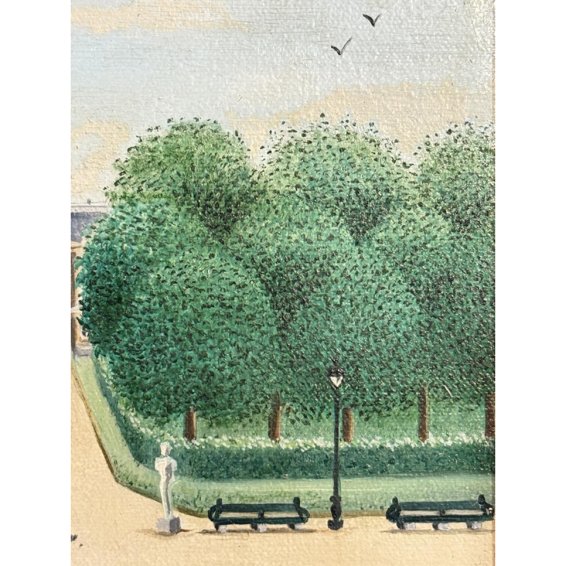 Christine DHANANI “The Royal Palace and the lively park of Brussels” painting on canvas, naive art