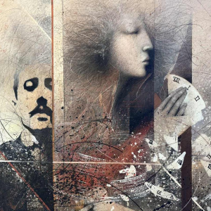 Jean-Claude DRESSE (1946-):À la recherche du temps perdu (M. Proust)’ painting