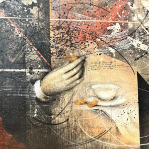 Jean-Claude DRESSE (1946-):À la recherche du temps perdu (M. Proust)’ painting