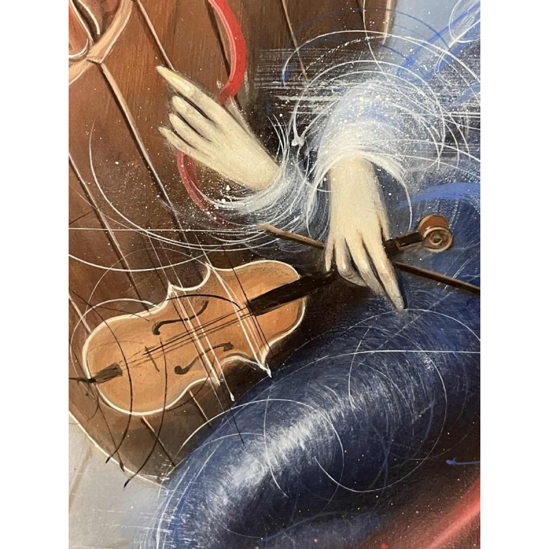 Jean-Claude DRESSE (1946-): La violoniste et le cheval à bascule (De vioolspeler en het hobbelpaard)