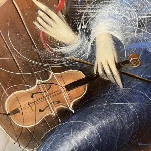 Jean-Claude DRESSE (1946-): La violoniste et le cheval à bascule (The fiddler and the rocking horse)