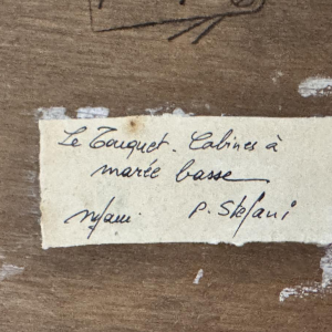 Pierre STEFANI “Le Touquet - strandhutten bij eb” olieverfschilderij op hout