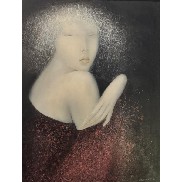 Jean-Claude DRESSE “Young woman with bare shoulder” oil painting on wood
