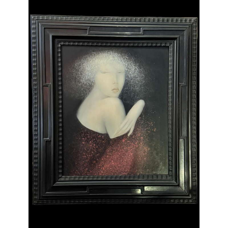 Jean-Claude DRESSE “Jonge vrouw met blote schouder” olieverfschilderij op hout